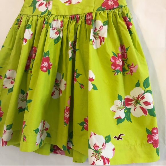 Hollister Strapless Mini Dress Floral Skater Neon - Picture 3 of 8